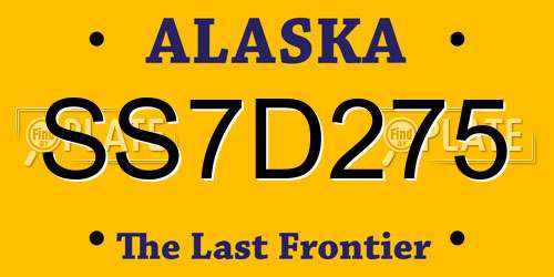 SS7D275 Alaska License Plate