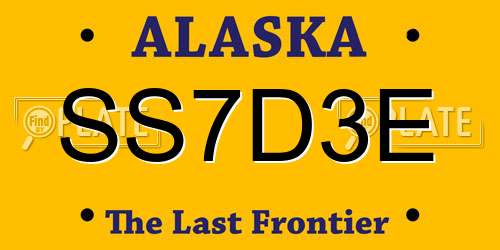 SS7D3E Alaska License Plate