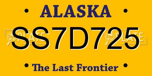 SS7D725 Alaska License Plate
