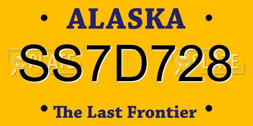 SS7D728 Alaska License Plate