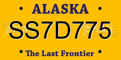 SS7D775 Alaska License Plate