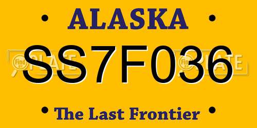 SS7F036 Alaska License Plate