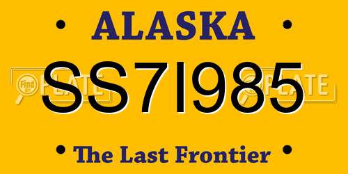 SS7I985 Alaska License Plate