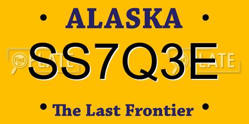 SS7Q3E Alaska License Plate