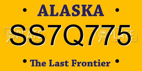 SS7Q775 Alaska License Plate