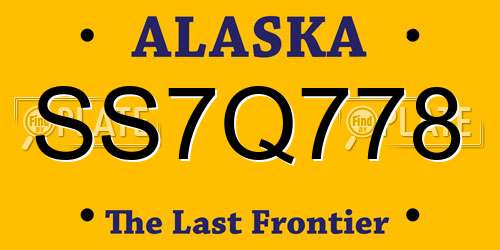SS7Q778 Alaska License Plate