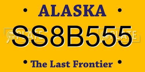 SS8B555 Alaska License Plate