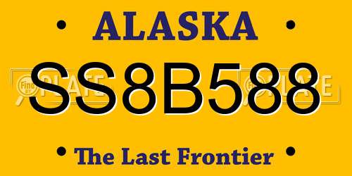 SS8B588 Alaska License Plate