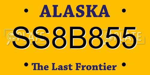 SS8B855 Alaska License Plate
