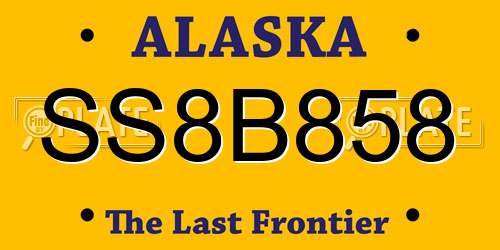 SS8B858 Alaska License Plate