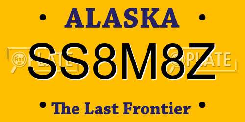 SS8M8Z Alaska License Plate