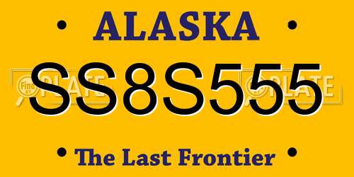 SS8S555 Alaska License Plate
