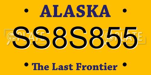 SS8S855 Alaska License Plate