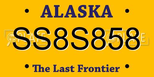 SS8S858 Alaska License Plate