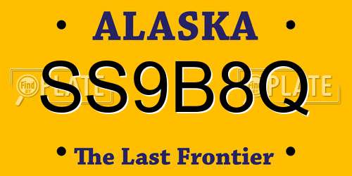 SS9B8Q Alaska License Plate