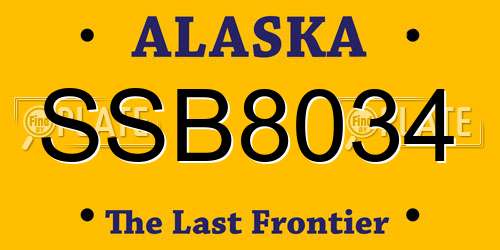 SSB8034 Alaska License Plate