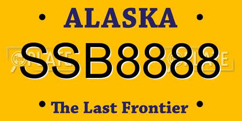 SSB8888 Alaska License Plate