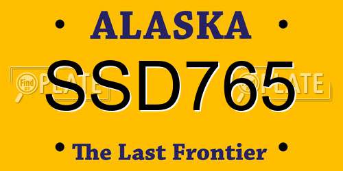 SSD765 Alaska License Plate