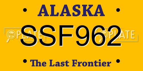 SSF962 Alaska License Plate
