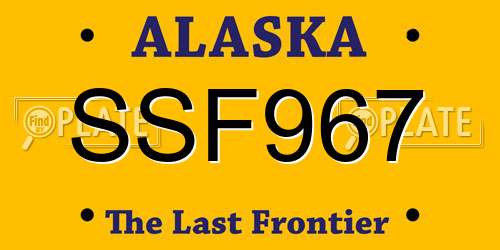 SSF967 Alaska License Plate