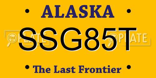 SSG85T Alaska License Plate