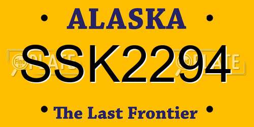 SSK2294 Alaska License Plate