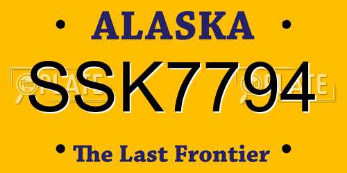 SSK7794 Alaska License Plate