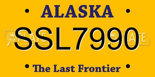 SSL7990 Alaska License Plate