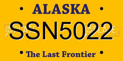 SSN5022 Alaska License Plate