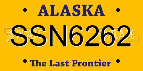 SSN6262 Alaska License Plate