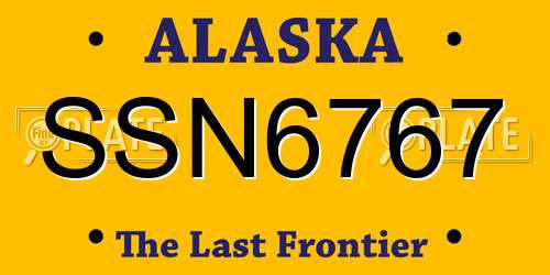 SSN6767 Alaska License Plate