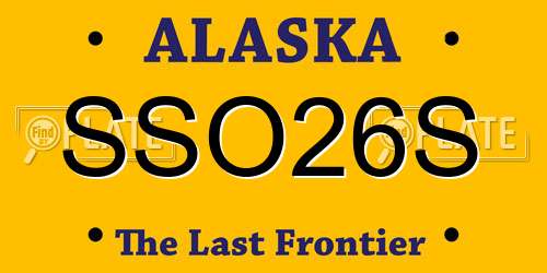 SSO26S Alaska License Plate