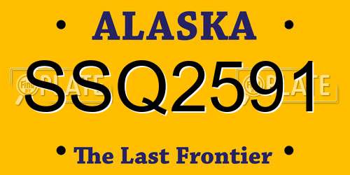 SSQ2591 Alaska License Plate