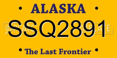 SSQ2891 Alaska License Plate