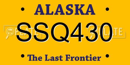 SSQ430 Alaska License Plate