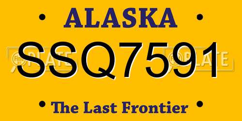 SSQ7591 Alaska License Plate