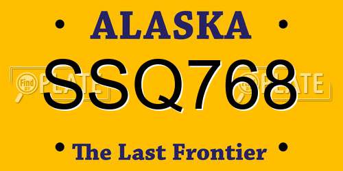 SSQ768 Alaska License Plate