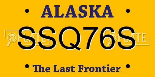 SSQ76S Alaska License Plate