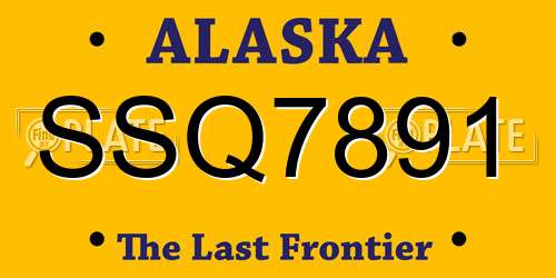 SSQ7891 Alaska License Plate
