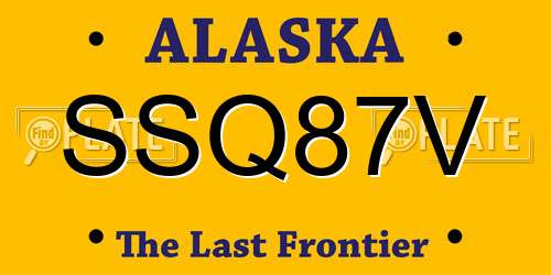 SSQ87V Alaska License Plate