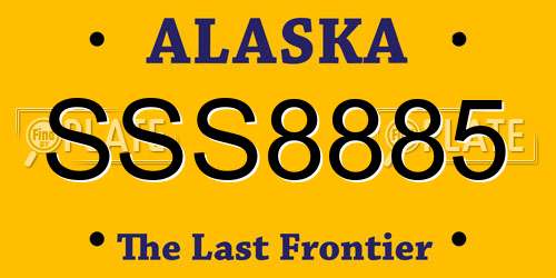 SSS8885 Alaska License Plate