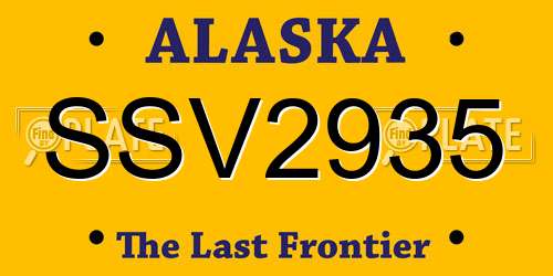 SSV2935 Alaska License Plate