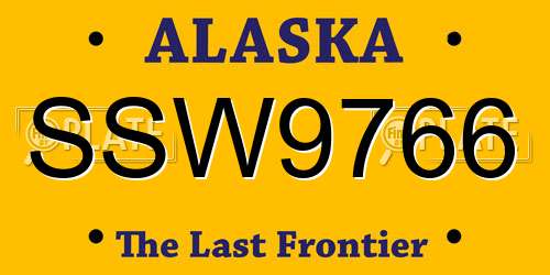 SSW9766 Alaska License Plate