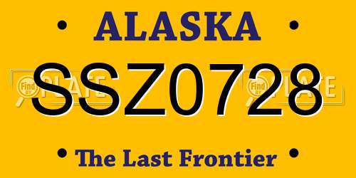 SSZ0728 Alaska License Plate
