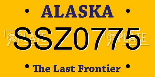 SSZ0775 Alaska License Plate