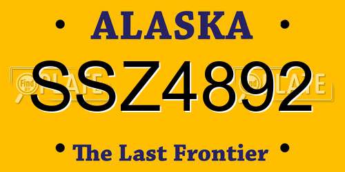 SSZ4892 Alaska License Plate