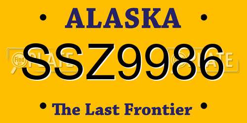 SSZ9986 Alaska License Plate