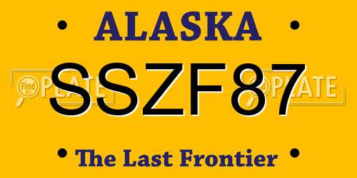 SSZF87 Alaska License Plate