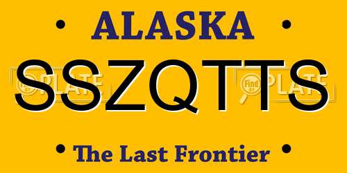 SSZQTTS Alaska License Plate
