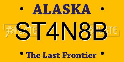 ST4N8B Alaska License Plate